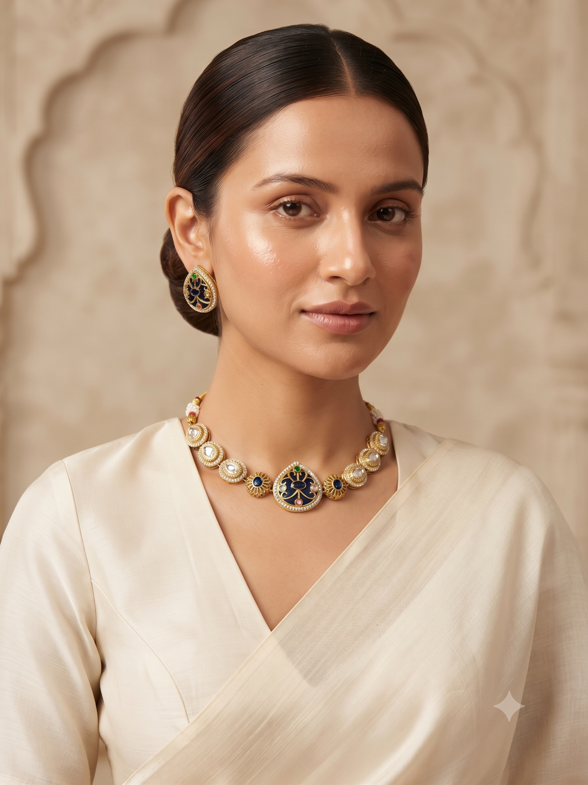 Meenakari & Kundan Designer Choker Set with Matching Earrings