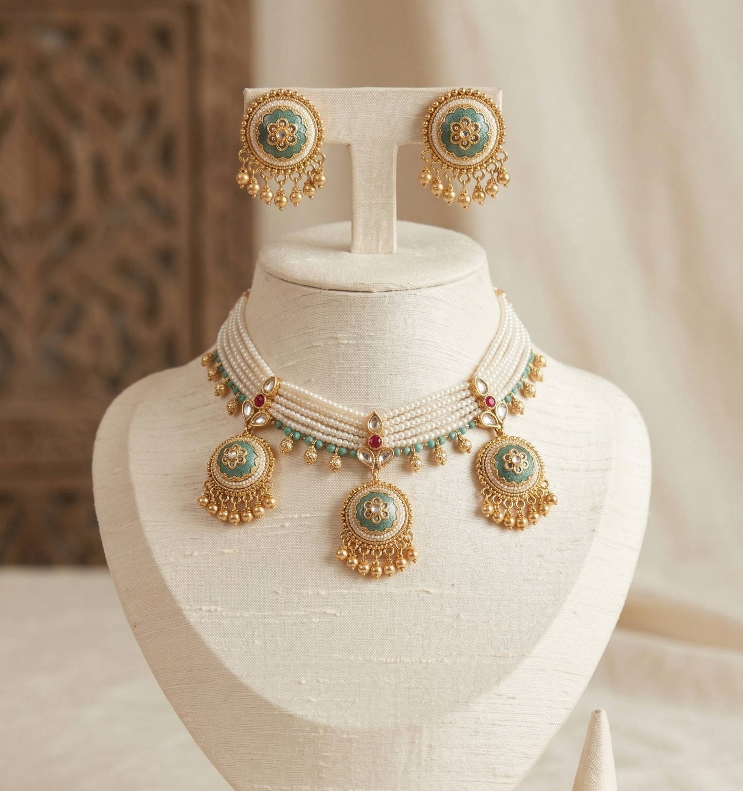 Heritage Mughal-Inspired Pearl Choker Set