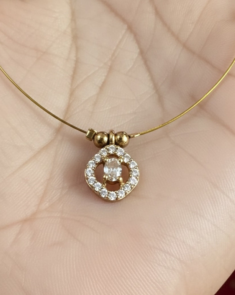 Triple Diamond-Style Floating Necklace - Clear Crystal Invisible Chain Choker