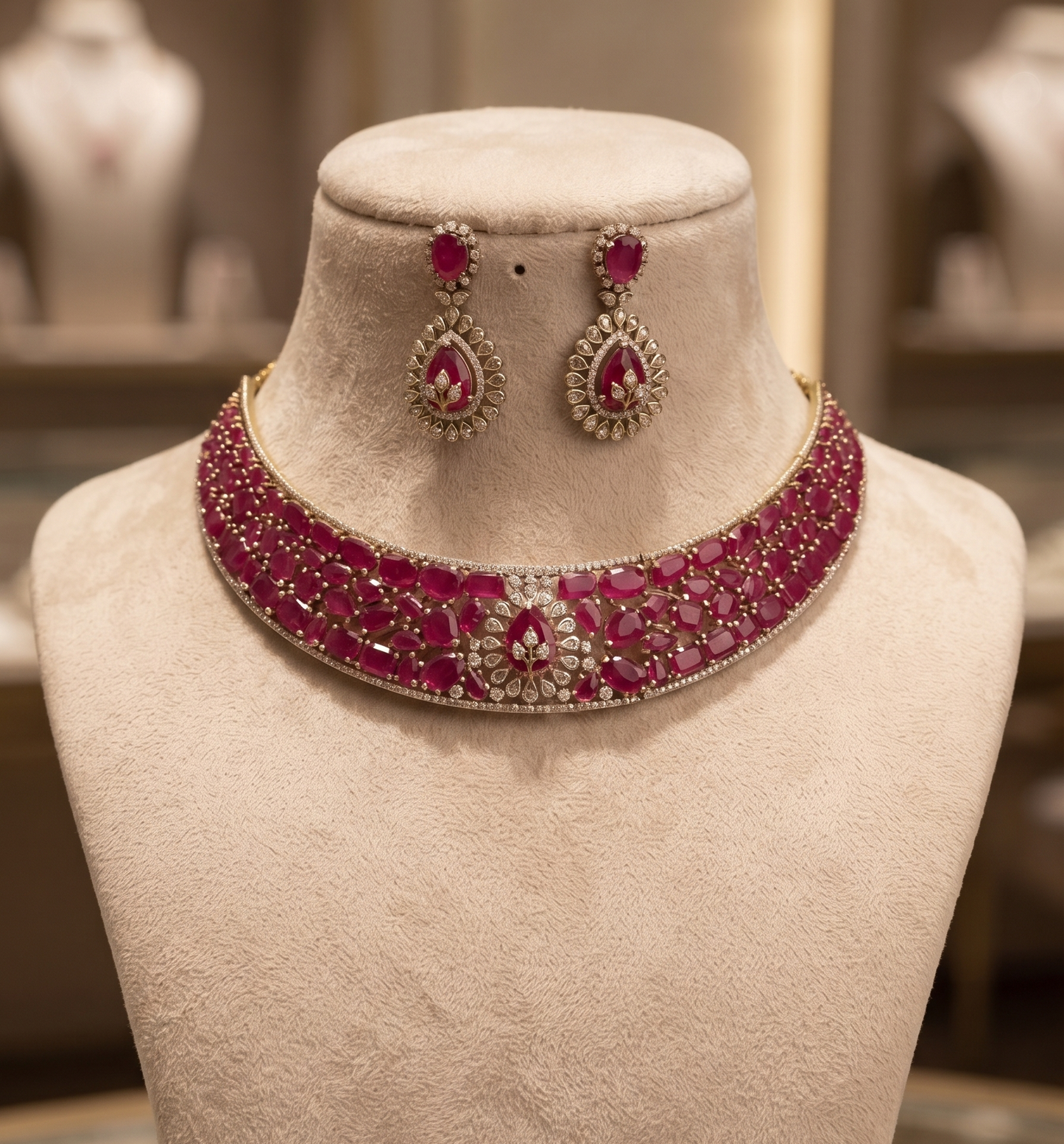 Royal Kundan & AD Stone Choker Set with Matching Earrings