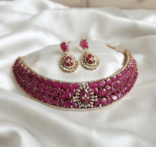 Royal Kundan & AD Stone Choker Set with Matching Earrings