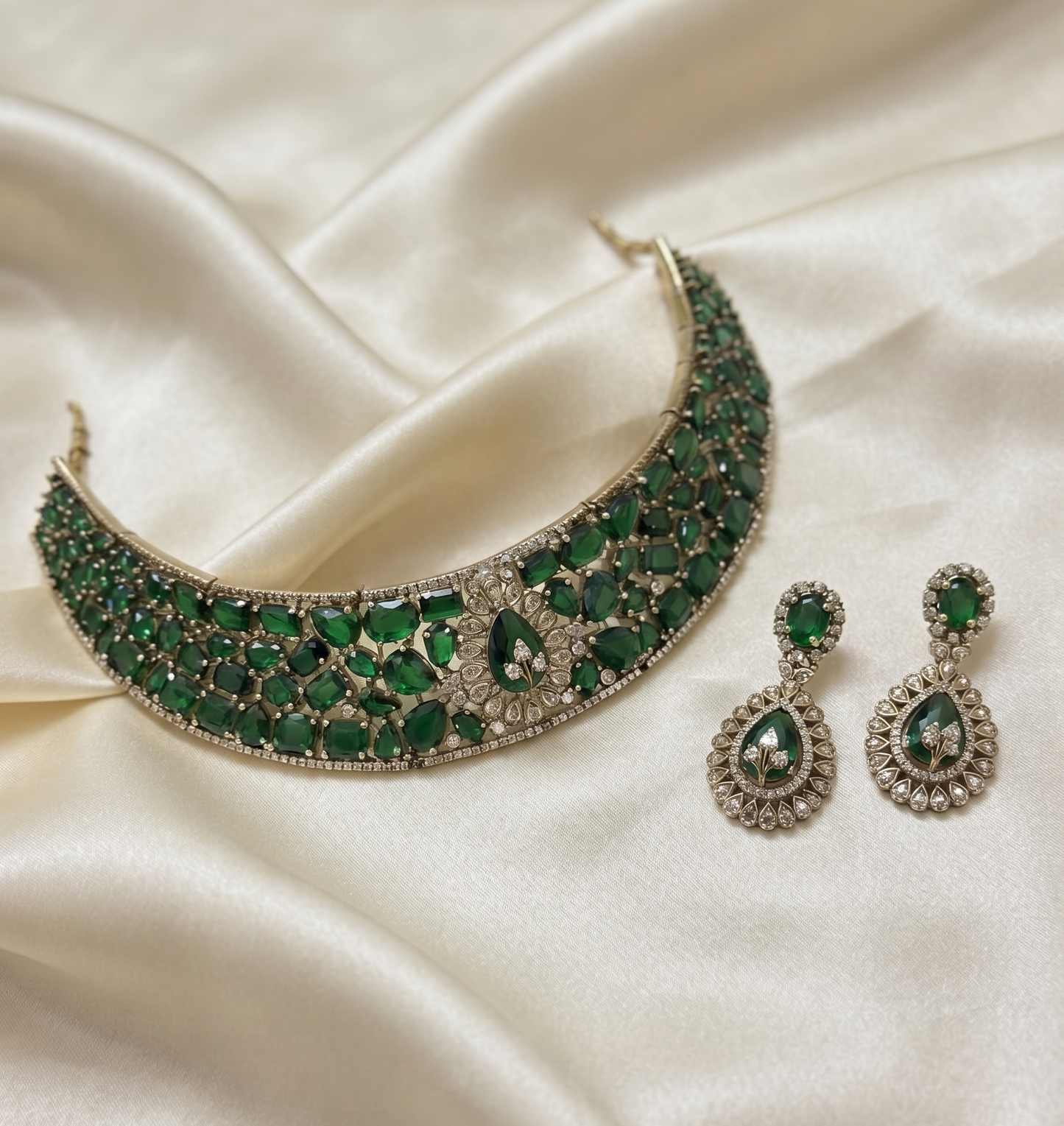 Royal Kundan & AD Stone Choker Set with Matching Earrings