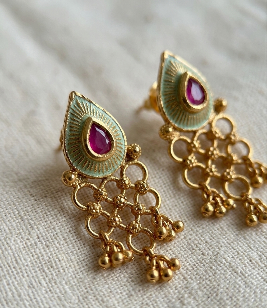 Traditional Antique Finish Meenakari & Pink Stone Necklace Set