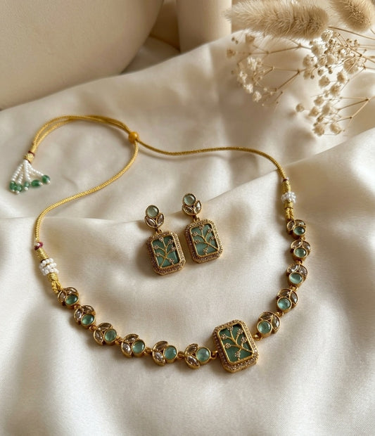 Botanical Elegance Pastel Choker & Earring Set