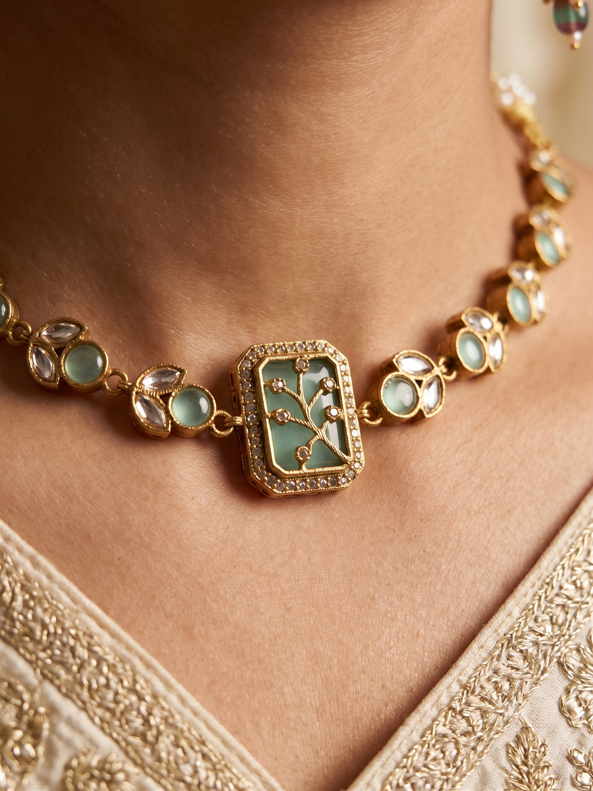 Botanical Elegance Pastel Choker & Earring Set