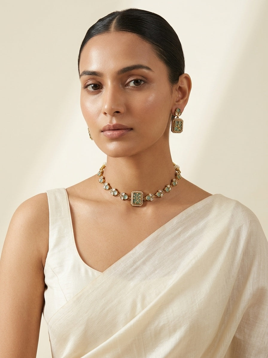 Botanical Elegance Pastel Choker & Earring Set