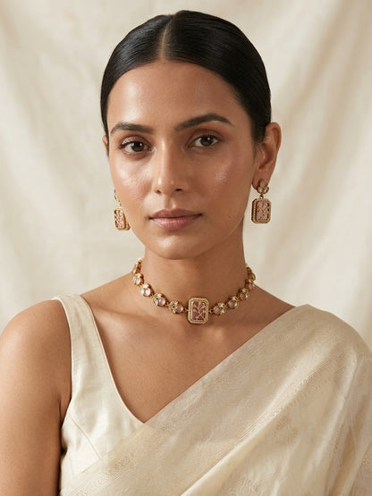 Botanical Elegance Pastel Choker & Earring Set