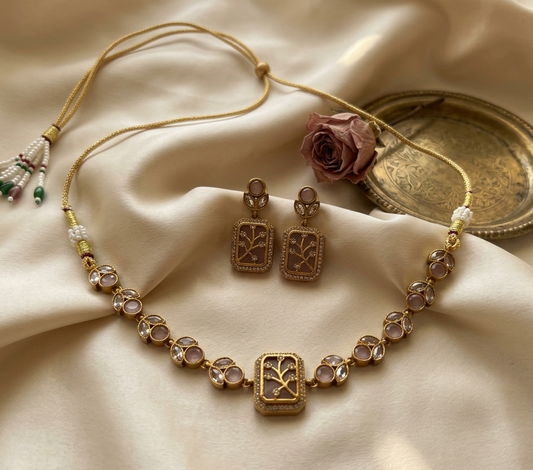 Botanical Elegance Pastel Choker & Earring Set