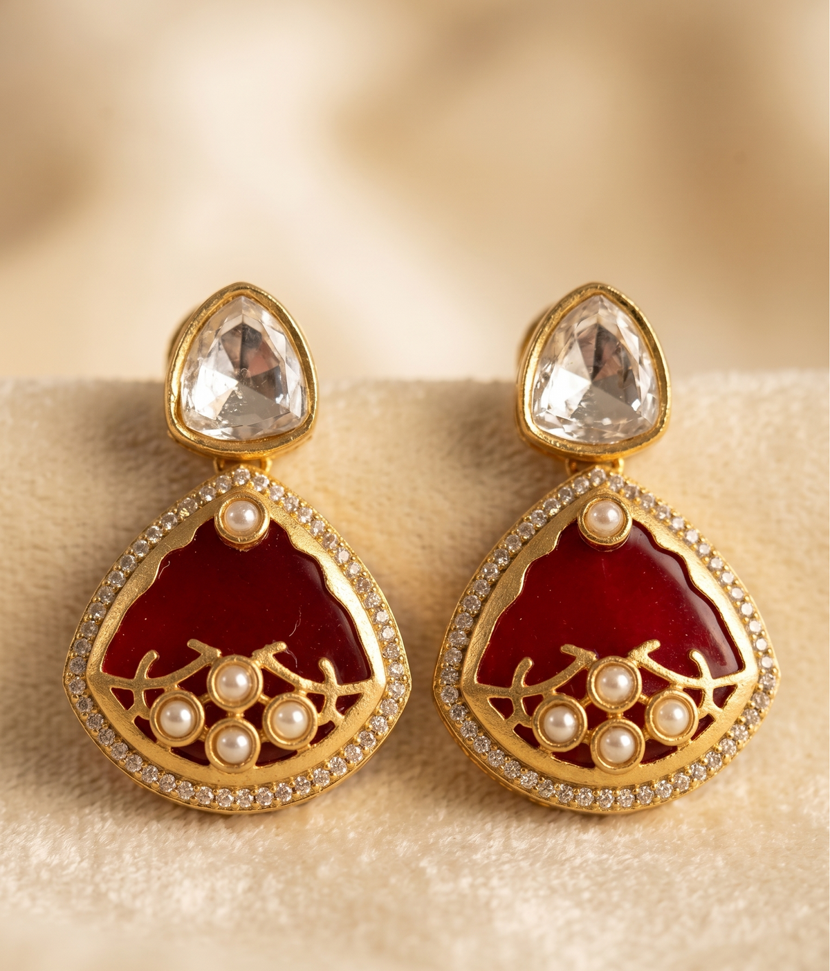 Regal Red & Green Kundan Stone Choker Set with Matching Earrings