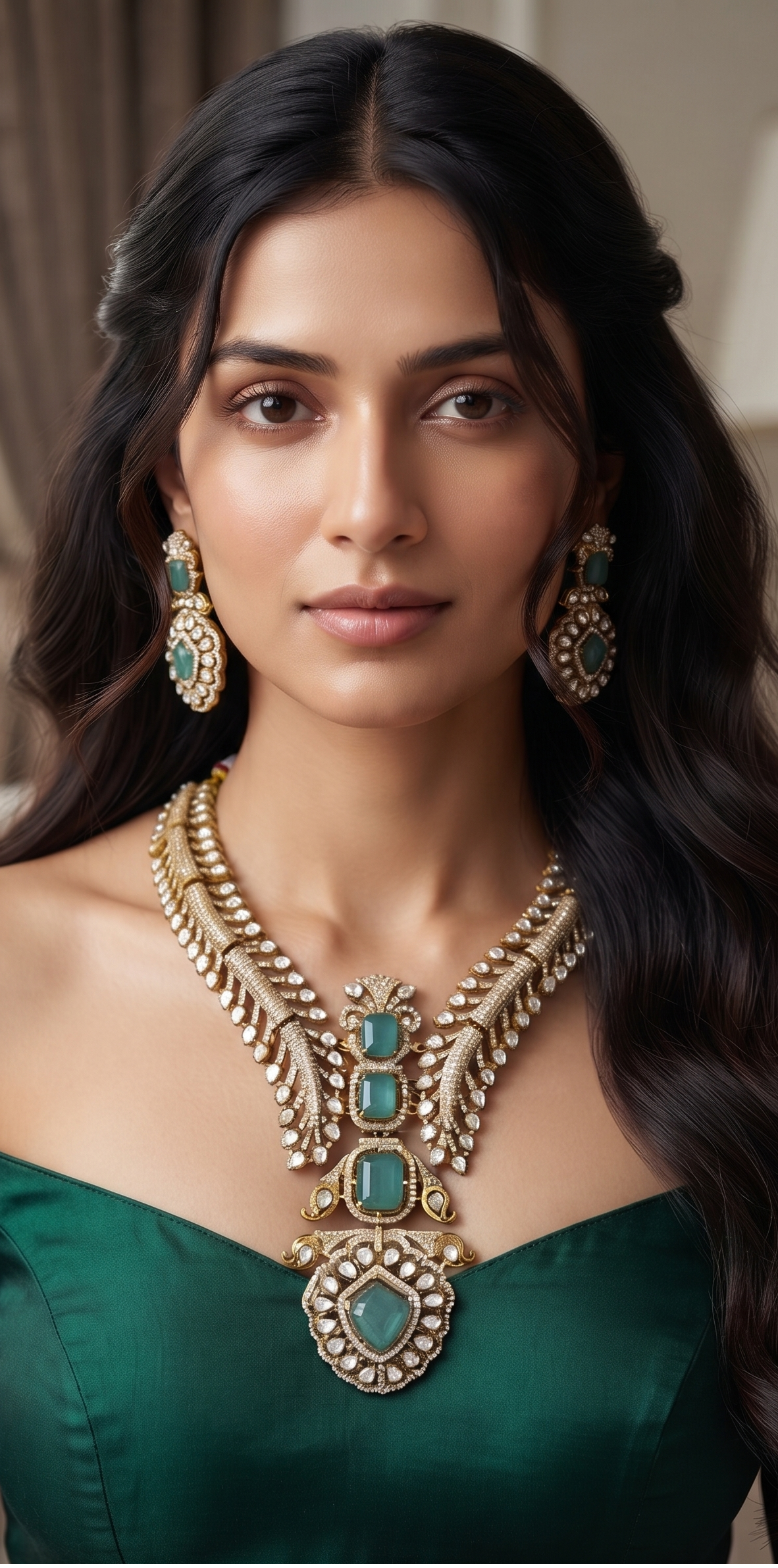 Exquisite Royal Kundan-Style Statement Necklace Set with Matching Earrings