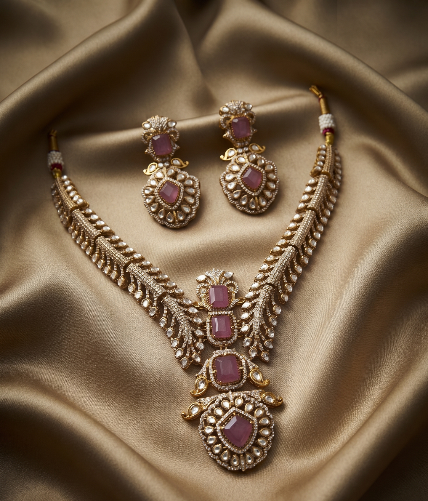 Exquisite Royal Kundan-Style Statement Necklace Set with Matching Earrings