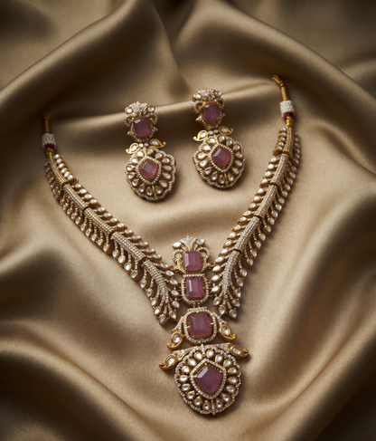 Exquisite Royal Kundan-Style Statement Necklace Set with Matching Earrings