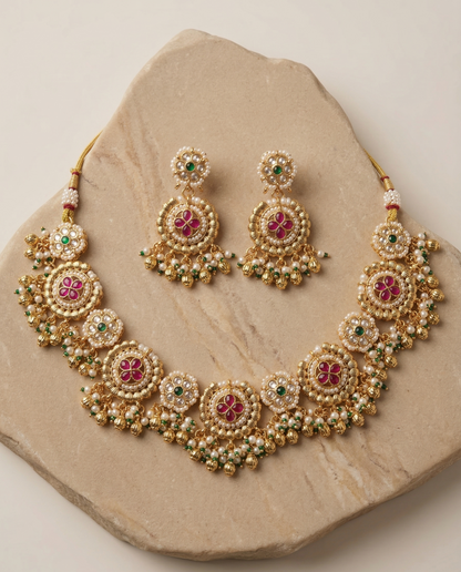 Exquisite Kundan & Pearl Heritage Choker Set with Matching Maang Tikka – Heritage  Ruby & Emerald Style