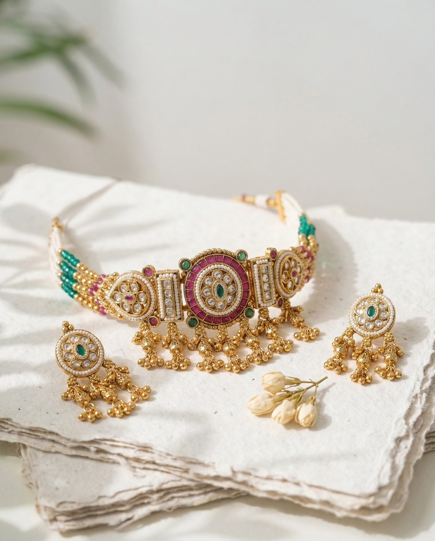 Eternal Radiance Heritage Gold-Plated Emerald & Ruby Choker Set
