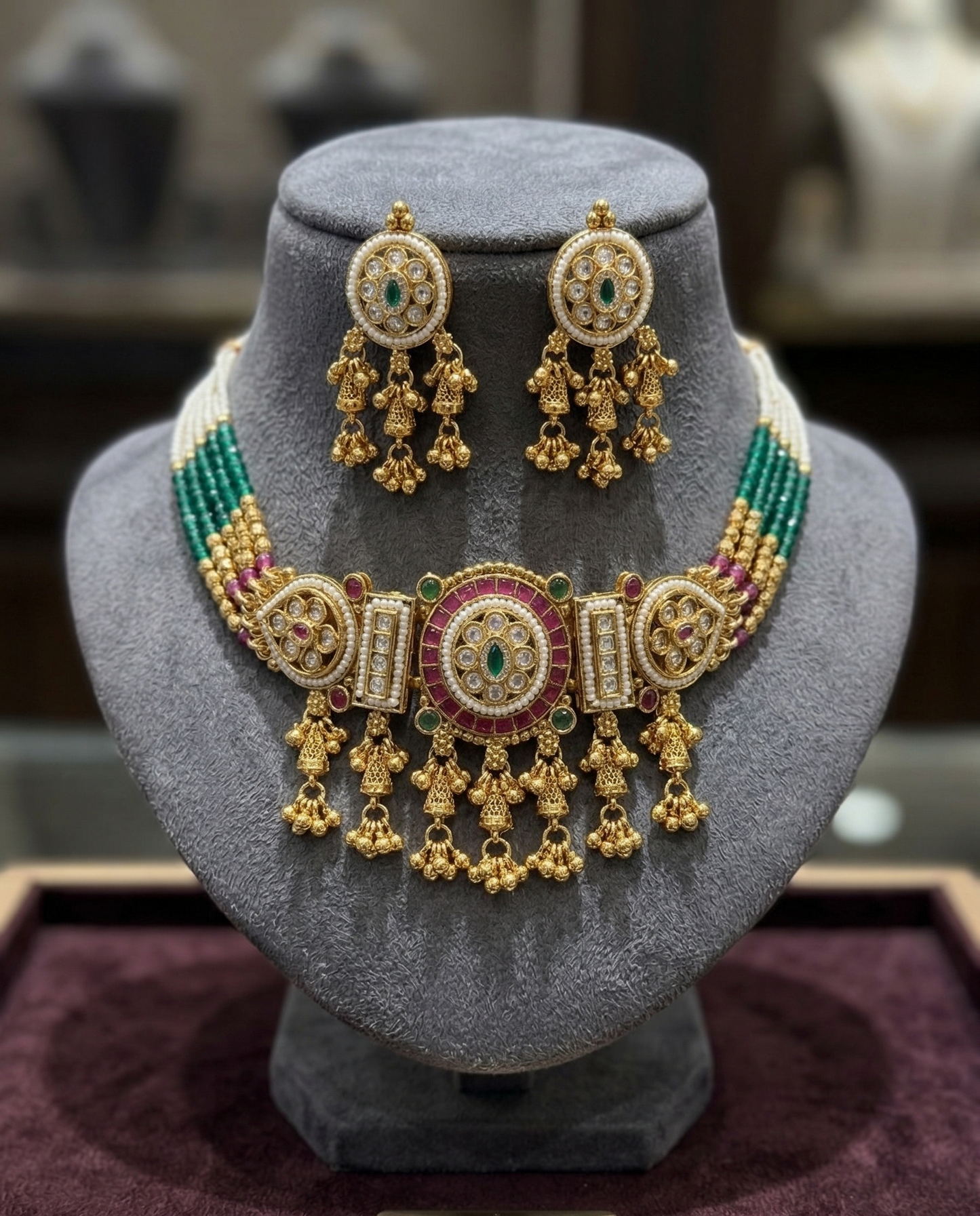 Eternal Radiance Heritage Gold-Plated Emerald & Ruby Choker Set