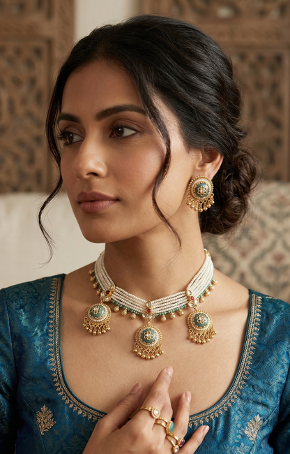 Heritage Mughal-Inspired Pearl Choker Set