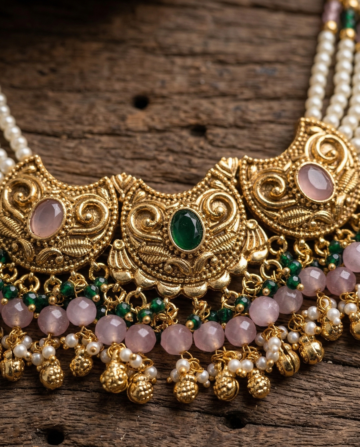 Pastel Fusion Antique Gold Kundan Choker Set with Maang Tikka