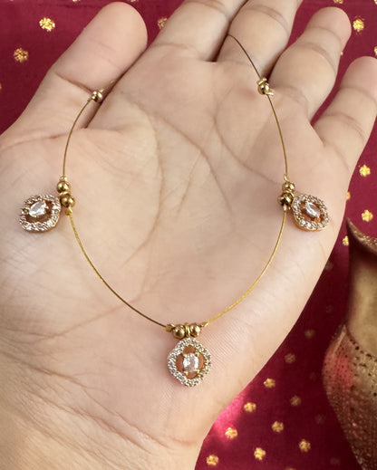 Triple Diamond-Style Floating Necklace - Clear Crystal Invisible Chain Choker