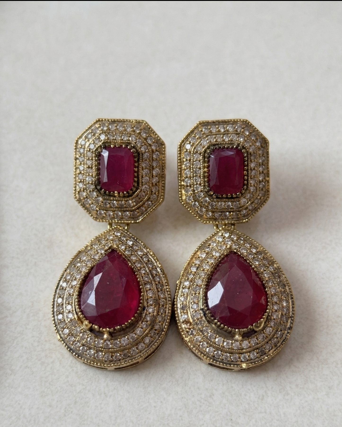 Regal Kundan & Faux Gemstone Long Necklace Set with Drop Earrings