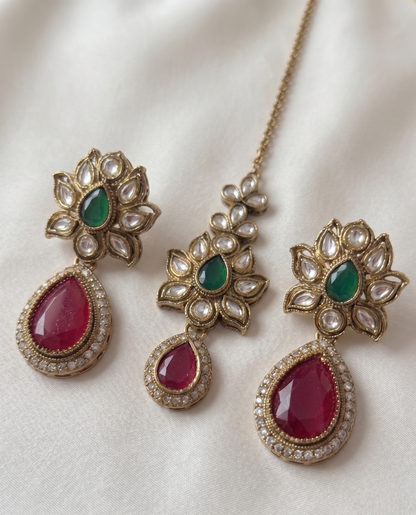 Royal Pastel Kundan & Pearl Choker Set with Matching Maang Tikka