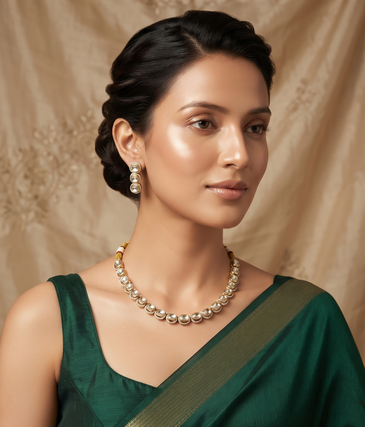 Exquisite Gold-Plated Moissanite Pendant Necklace Set with Matching Earrings