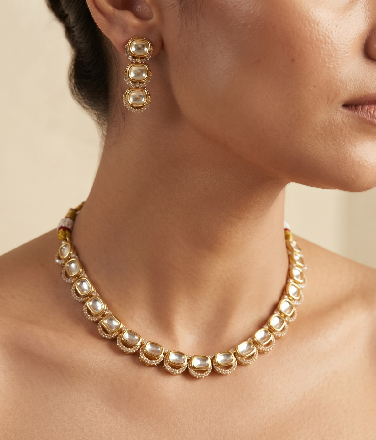Exquisite Gold-Plated Moissanite Pendant Necklace Set with Matching Earrings
