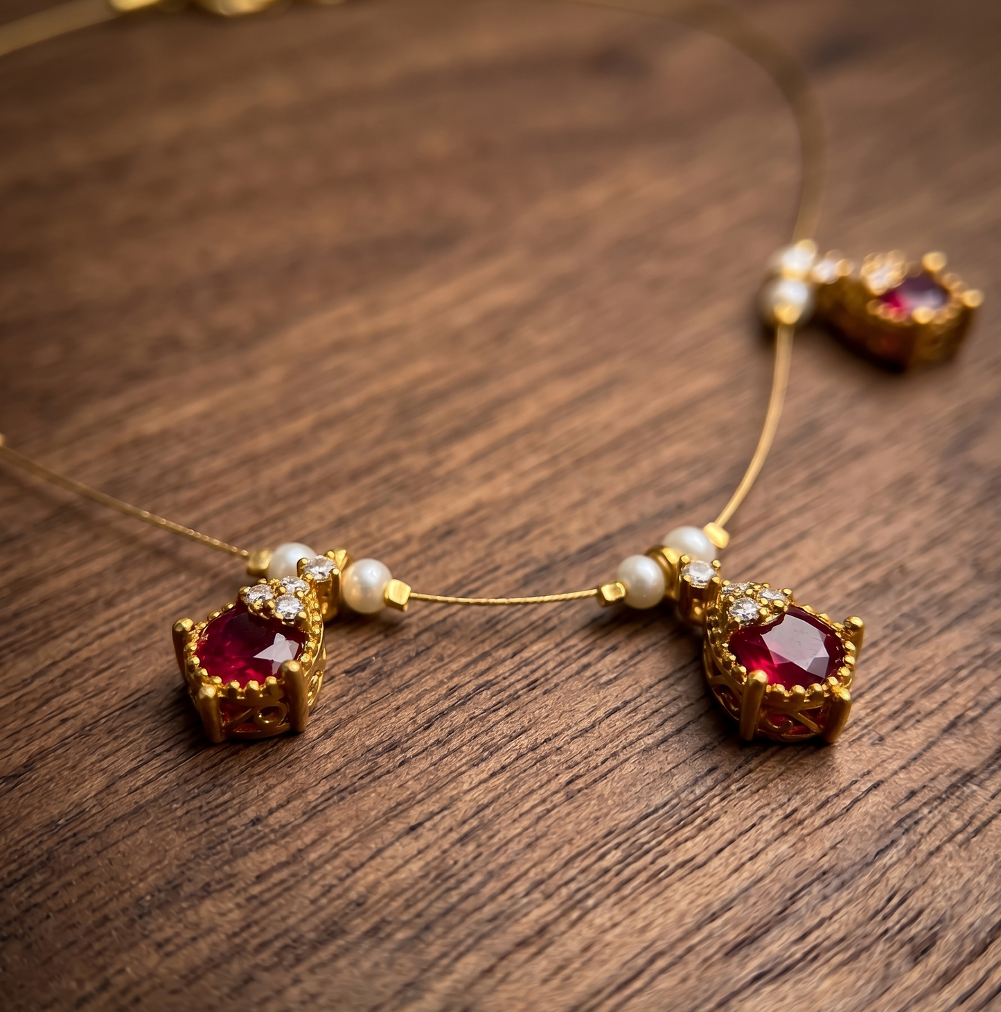 Elegant Floating Stone Invisible Chain Necklace – Minimalist Gold-Tone Embellished invisible chain