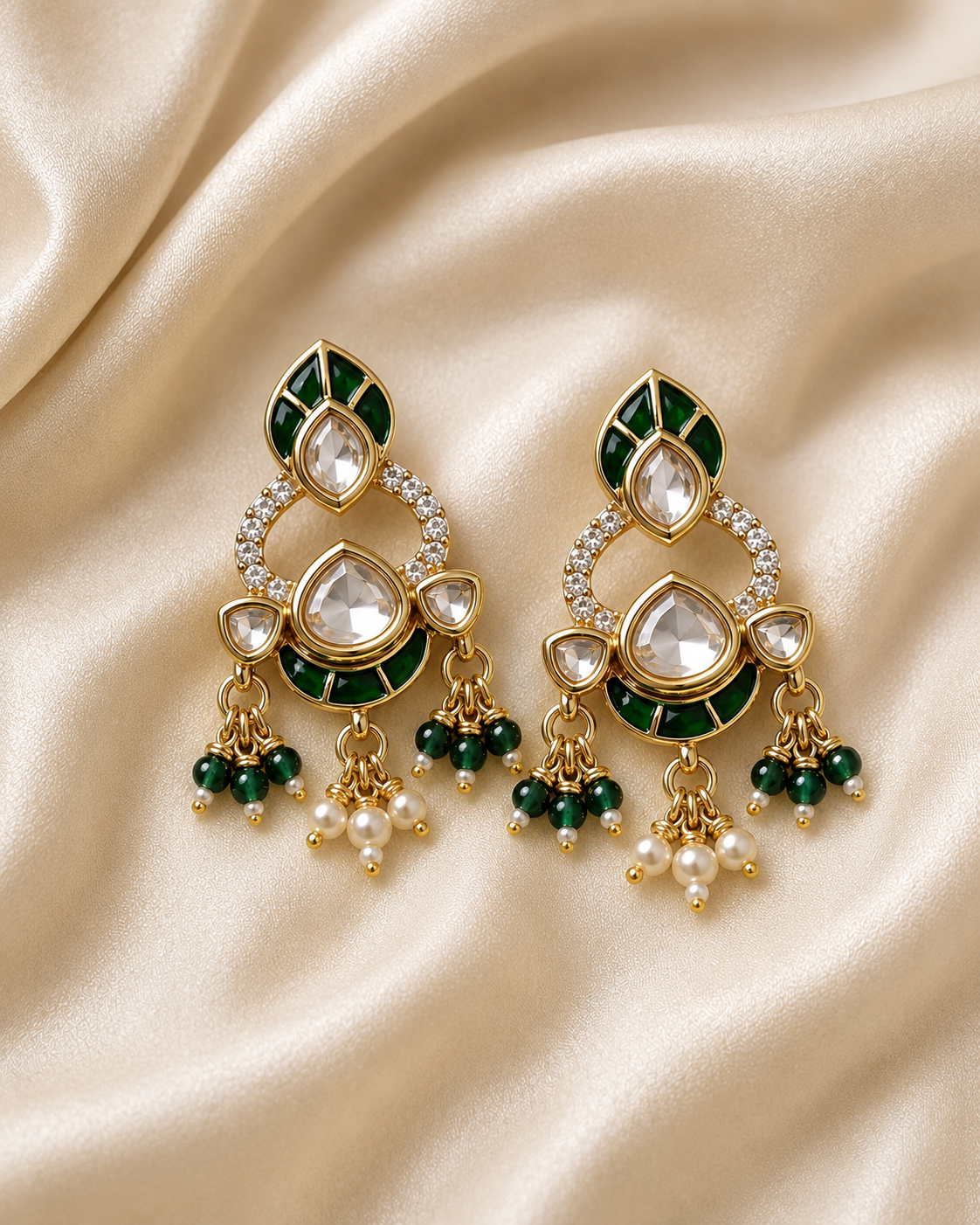 Exquisite Moissanite Stone Chain Pendant Set with Enamel & Pearl Accents