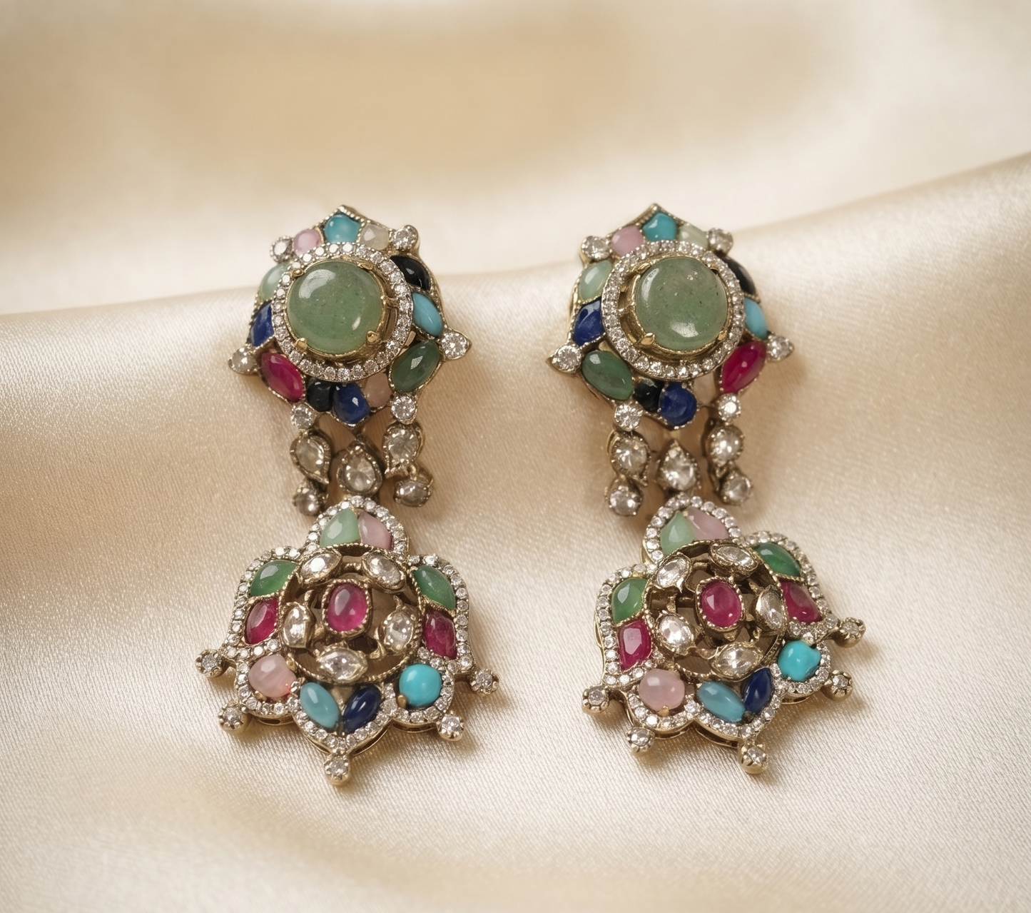 Royal Sabyasachi-Inspired Multigemstone Polki Choker Set with Matching Earrings